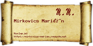 Mirkovics Marián névjegykártya